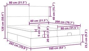 Οθωμανικό Κρεβάτι με Στρώματα Κρέμα 160x200cm Ύφασμα - Κρεμ