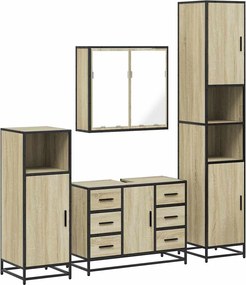 vidaXL Σετ Επίπλων Μπάνιου 4 Τεμαχίων Sonoma Δρυς Επεξεργασμένο Ξύλο