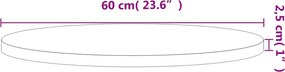 vidaXL Επιφάνεια Τραπεζιού Στρογγυλή Ø60x2,5 εκ. Μασίφ Ξύλο Οξιάς