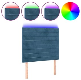 Κεφαλάρι Κρεβατιού LED Σκούρο Μπλε 100x5x118/128 εκ. Βελούδινο 3122610
