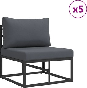 vidaXL Σετ Καναπέ Κήπου με μαξιλάρι 7 pcs Μαύρο Αλουμίνιο