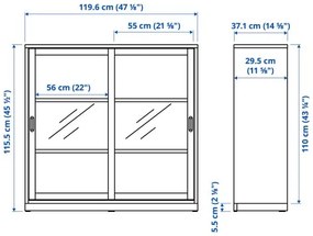 TONSTAD ντουλάπι συρόμενες γυάλινες πόρτες, 120x37x116 cm 204.888.96