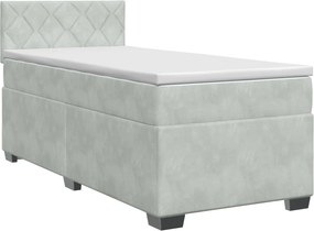 vidaXL Κρεβάτι box spring με στρώμα Ανοιχτό γκρι 100 x 200 cm Βελούδο