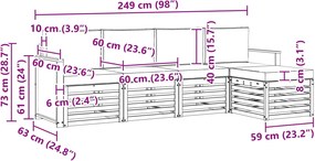 vidaXL Σειρά Καναπέ Εξωτερικού 5 τμχ. Φυσικό και Ανθρακί