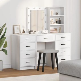 vidaXL Τραπέζι περιποίησης με συρτάρι 3 pcs Λευκό Επεξεργασμένο ξύλο