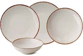 Σερβίτσιο Πιάτα Φαγητού (Σετ 24Τμχ) 387GRP1381 White-Brown Hermia 24 τμχ Porcelain