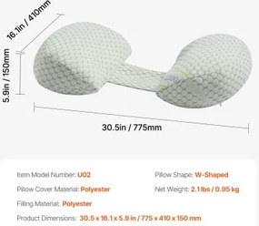 VEVOR Pregnancy Wedge Pillow W Shape Pregnant Maternity Pillow Soft &amp; Breathable