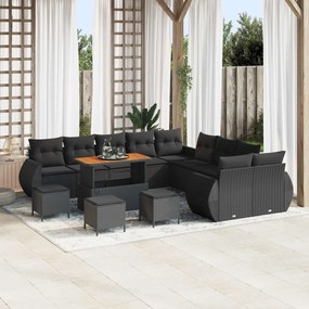vidaXL Σετ Καναπέ Κήπου 14 pcs Μαύρο συνθετικό ρατάν