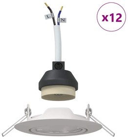 vidaXL Spotlights με προβολείς 12 pcs Λευκό 9 x 9 εκ. Μέταλλο