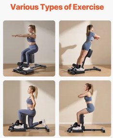 VEVOR Sissy Squat Machine, Multi-Function Deep Sissy Squat Bench for Leg Muscle Training, Easy Setup &amp; Foldable Core Waistline &amp; Glute Workout Equipment, Leg Exercise Machine for Home Gym, Black