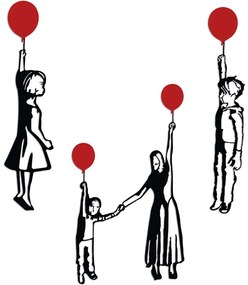 Διακοσμητικό Τοίχου Banksy (Σετ 4Τμχ) 891TNL3591 19x80/27x72/32x103/15x85cm Red-Black Wallity Μέταλλο