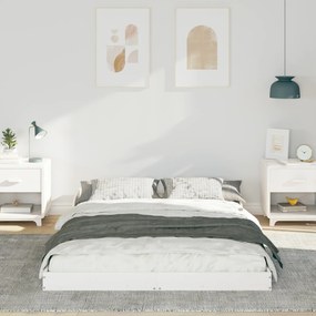 vidaXL Σκελετός Κρεβατιού Λευκό 140 x 190 cm Μασίφ ξύλο πεύκου