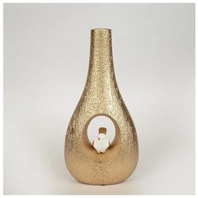 Βάζο Ξύλινο Με Πουλί Λευκό-Χρυσό 15.8x8.9x32.5cm 752-21047 Estheti-752-21047-Λευκό-Χρυσό 752-21047