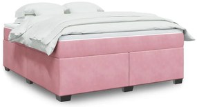 vidaXL Κρεβάτι Boxspring με Στρώμα Ροζ 180x200 εκ. Βελούδινο