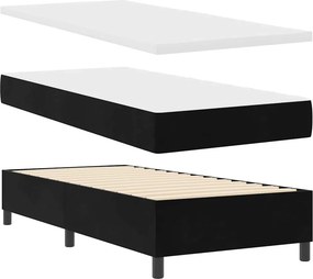 vidaXL LED Κρεβάτι με βάθρο με στρώμα Μαύρο 90 x 190 cm ύφασμα