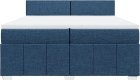 vidaXL Κρεβάτι Boxspring με Στρώμα Μπλε 200x200 εκ. Υφασμάτινο