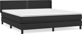 vidaXL Κρεβάτι Boxspring με Στρώμα Μαύρο 180x200εκ.από Συνθετικό Δέρμα