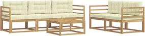 vidaXL Σειρά Καναπέ Εξωτερικού με μαξιλάρι 6 pcs Λευκό και Κρεμ