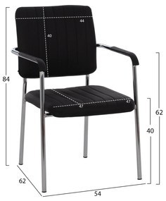 ΚΑΡΕΚΛΑ QUESTA ΜΕ ΜΠΡΑΤΣΑ HM1070.01 ΜΑΥΡΗ 56,5x59x85 cm - 0520534 - HM1070.01