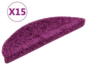 vidaXL Πατάκια Σκαλιών 15 τεμ. Μωβ Ημίκυκλα 56x17x3 εκ.