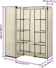 vidaXL Γωνιακή Ντουλάπα Κρεμ 130x87x169 εκ.