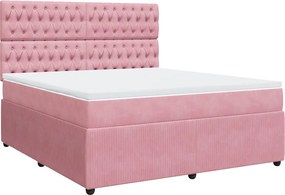 vidaXL Κρεβάτι Boxspring με Στρώμα Ροζ 180x200 εκ. Βελούδινο