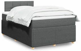 vidaXL Κρεβάτι Boxspring με Στρώμα Σκούρο Γκρι 120x190 εκ Υφασμάτινο
