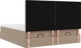 VidaXL Οθωμανικό κρεβάτι με στρώματα & LEDs Cappuccino Faux Leather