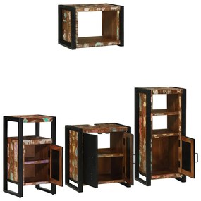 vidaXL Σετ Επίπλων Μπάνιου 4 pcs Πολύχρωμο Στερεό ανακτημένο ξύλο