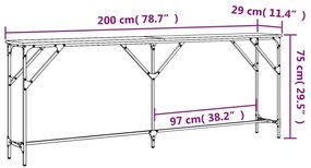 Τραπέζι Κονσόλα Γκρι Sonoma 200x29x75 εκ. Επεξεργασμένο Ξύλο - Γκρι