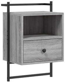 vidaXL Κομοδίνο Επιτοίχιο Γκρι Sonoma 40x30x61 εκ. από Επεξεργ. Ξύλο