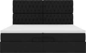 vidaXL Οθωμανικό Κρεβάτι με Στρώματα Μαύρο 200x200cm Ύφασμα