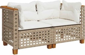 vidaXL Καναπέδες Κήπου Γωνιακός 2 τεμ. Μπεζ Συνθ. Ρατάν &amp; Μαξιλ.