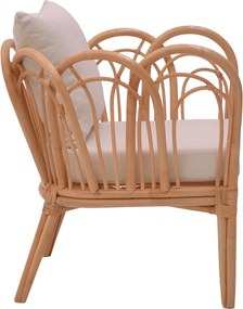 Πολυθρόνα Tania pakoworld φυσικό rattan-λευκό μαξιλάρι 76x76x76εκ