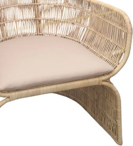 Πολυθρόνα Jake Inart με μπεζ μαξιλάρι-φυσικό rattan 110x86x145εκ