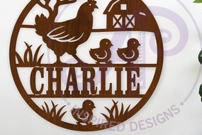 Σετ των 3 Intra απο ξύλο plywood 3mm-4mm πάχος Κοτόπουλα στο αγρόκτημα Ονομασία κοπής με λέιζερ Δίασταση 10x10 cm INTRAFABR-124607733