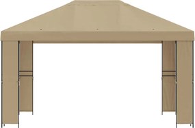 vidaXL Κιόσκι 4 x 3 μ Μπεζ Πολυεστέρας και Χάλυβας 190 gsm