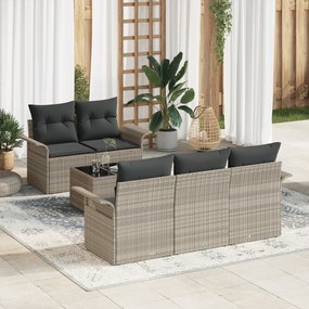 vidaXL Σετ 6 τεμαχίων στην κήπο με μαξιλάρια Ανοιχτό Γκρι Πολυρατάν