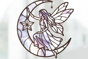 Intra απο ξύλο plywood  Χρώμα wenge 3mm-4mm πάχος - Fairy on Moon Suncatcher Δίασταση 30x20 cm INTRAFABR-87775414