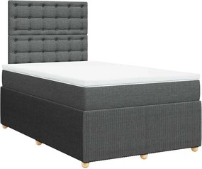 vidaXL Κρεβάτι Boxspring με Στρώμα Σκούρο Γκρι 120x200 εκ. Υφασμάτινο