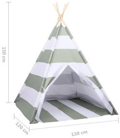 vidaXL Παιδική Σκηνή Ριγέ Γκρι και Λευκό 120 x 120 x 150 cm