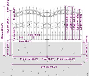 vidaXL Φράχτης Κήπου KAMPEN 240 x 166 εκ Mesh Γκρι