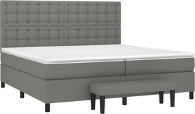vidaXL Κρεβάτι Boxspring με Στρώμα Σκούρο Γκρι 200x200 εκ. Υφασμάτινο
