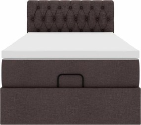 VidaXL Οθωμανικό κρεβάτι με στρώμα & LEDs Σκούρο καφέ 100x200cm Ύφασμα