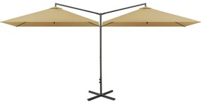 vidaXL Ομπρέλα Κήπου Διπλή Taupe 600 x 300 εκ. με Ατσάλινο Ιστό