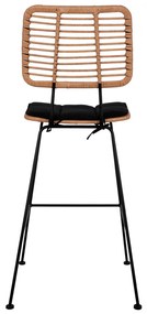 Σκαμπό Μπαρ ALLEGRA C5455 Μεταλλικό με Μπέζ Wicker &amp; Μαξιλάρι 46,5x55x117,5Υ εκ. 46.5x55x117.5 εκ.
