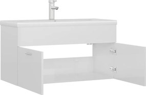 vidaXL Ντουλάπι Μπάνιου με Νιπτήρα Γυαλιστερό Λευκό από Επεξ. Ξύλο