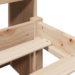 Κρεβάτι Βιβλιοθήκη Χωρίς Στρώμα 150x200 εκ Μασίφ Ξύλο Πεύκου - Καφέ