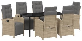vidaXL Σέτ φαγητού για κήπο 7 pcs Μπεζ συνθετικό ρατάν