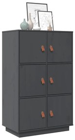 vidaXL Ντουλάπι Ψηλό Γκρι 67x40x108,5 εκ. από Μασίφ Ξύλο Πεύκου